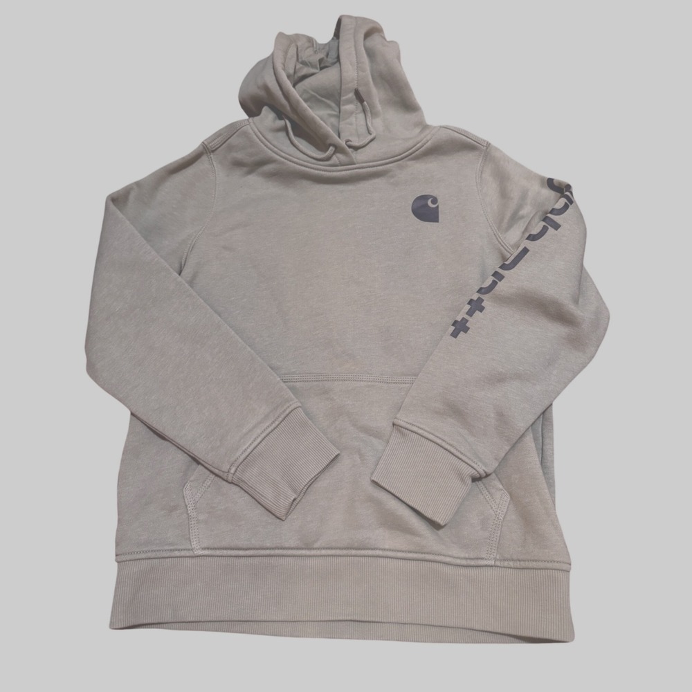 Carhartt Womens Relaxed Fit Graphic Sleeve Hoodie Sage Green Medium M 8-10